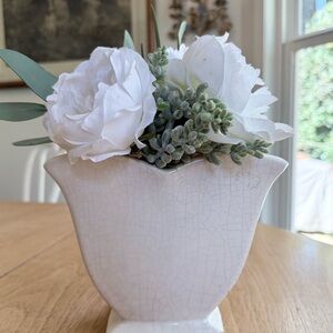 Mccoy White Ceramic Vase with Greenery and White Flowers